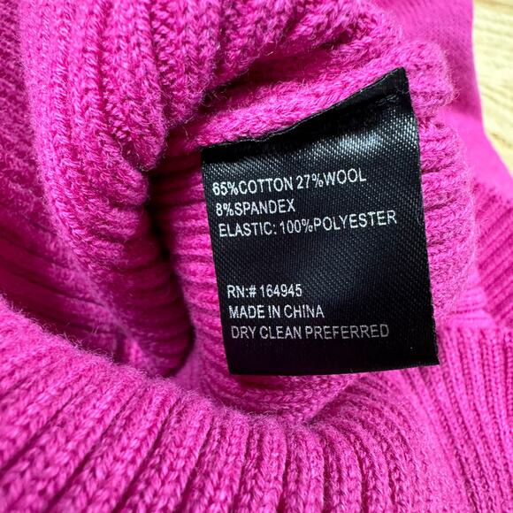 TOCCIN NY NWT Felicity Long Sleeve Ribbed Knit Sweater Dress Fuchsia Size Small - Picture 6 of 9